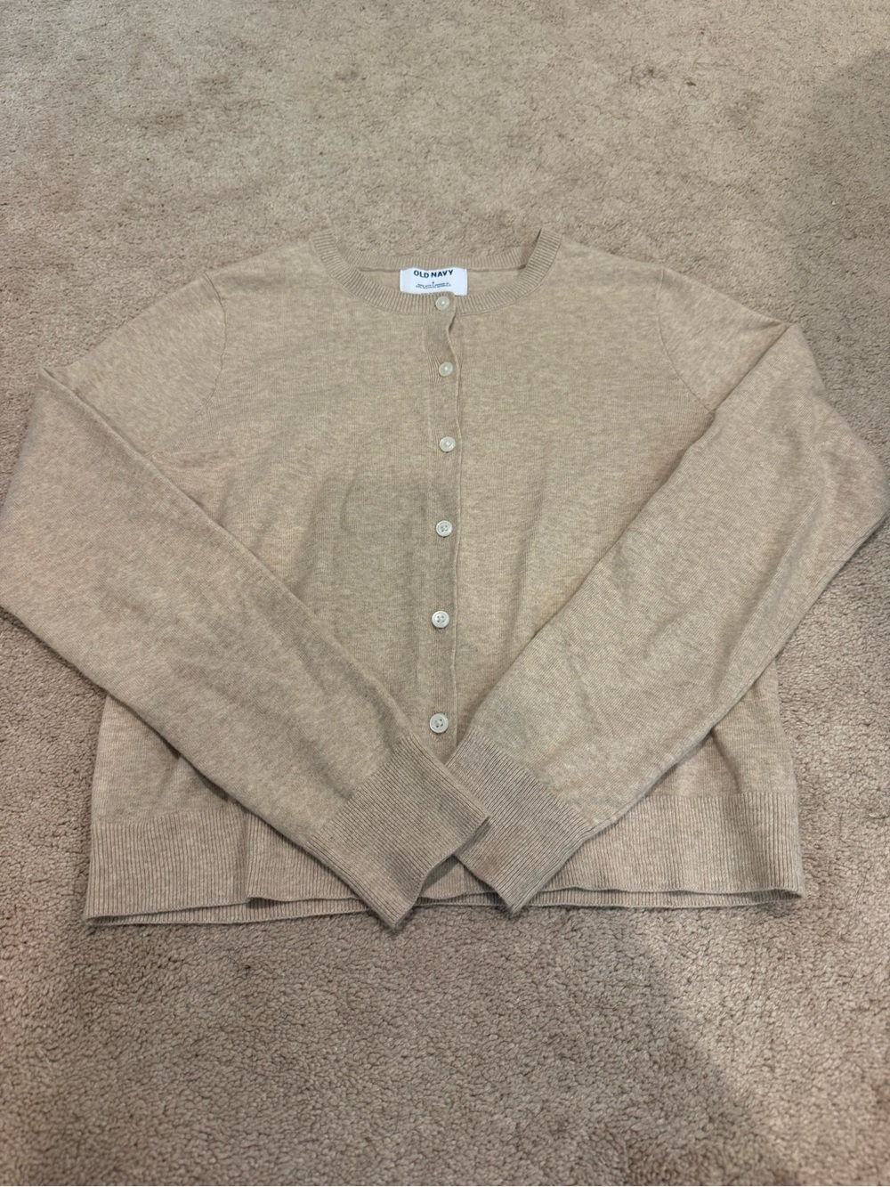 Old Navy Beige Crewneck Button Cardigan